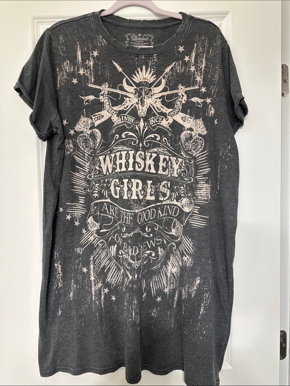 Vintage-Style Whiskey Girls Graphic Tee - Charcoal